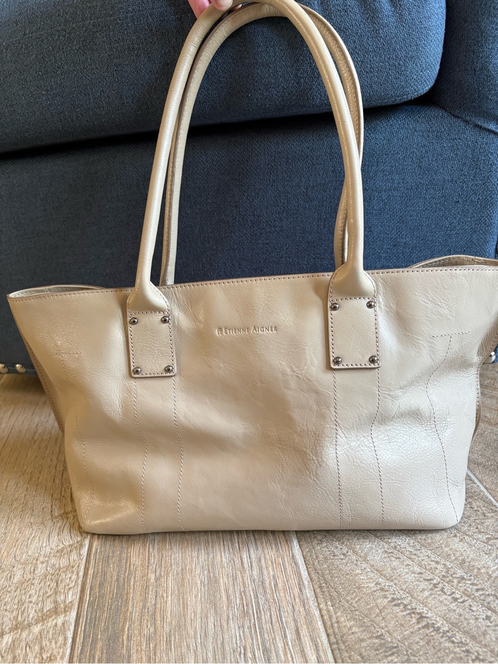 Etienne Aigner Neutral Beige Leather Tote with Double Handles